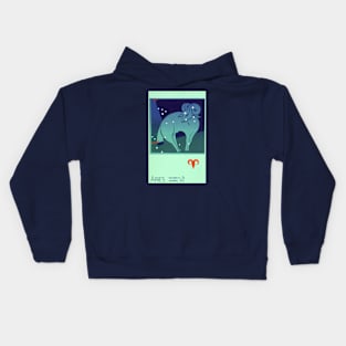 Aries the Ram, Vintage Signs of the Zodiac Kids Hoodie